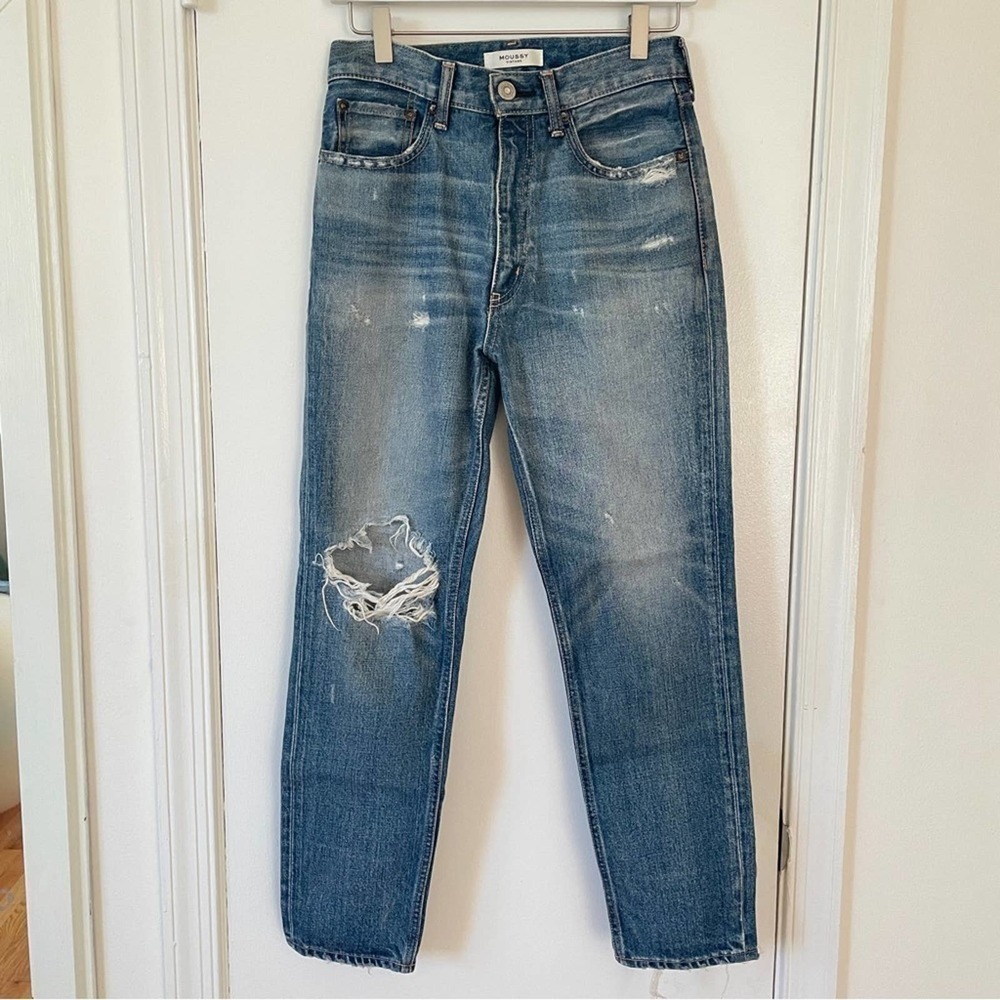 Moussy Vintage Denim High-rise Marshall Boyfriend Distressed Jean 100% Cotton 25 - Picture 3 of 12